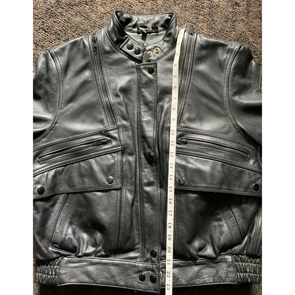 VINTAGE HEIN GRICKE BIKER LEATHER JACKET HARLEY DAVIDSON SIZE 40W - Picture 12 of 12